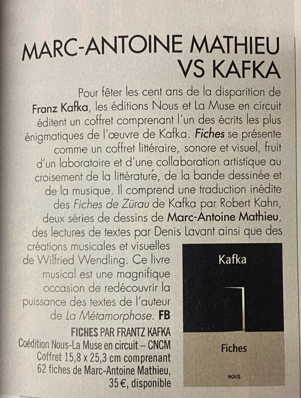 Le Monde des livres : Kafka - Fiches